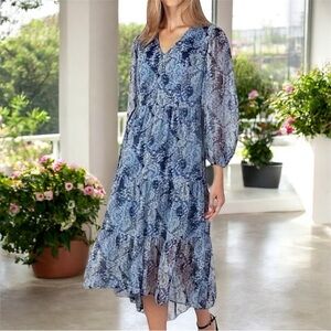 NWT Joie Limited Edition Parisian Paisley Lightweight Chiffon Tiered Maxi Dress